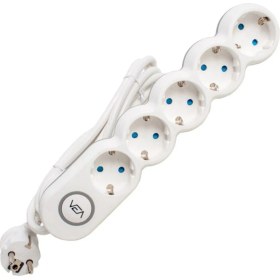 Resim Vea 15 mt Uzunlukta Akım Korumalı Beyaz 5'li Kablolu Anahtarlı Grup Priz 