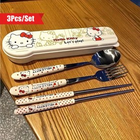 Resim 3'lü Set, 6'lı/2'li Hello Kitty Paslanmaz Çelik Şirin Taşınabilir Yemek Takımı - Dayanıklı, Gıda Uyumlu, Kolay Taşıma, Kompakt Tasarım, Outdoor, Okul ve Günlük Kullanım İçin Mükemmel - Premium Kalite, Marka 