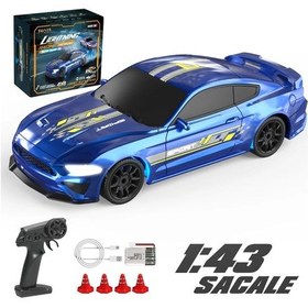 Resim 1:43 4wd Rc Drift Araba 2.4g Yüksek Hızlı Dört Tekerlekten Çekiş Uzaktan Mavi Mavi 