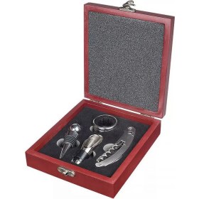 Resim Feyza Design Şarap Tirbüşon ve Şaraplık Ahşap Kutulu Seti, Şık ve Fonksiyonel Tasarım 