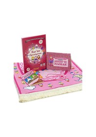 Resim Kızımın İbadet Seti Namaz Ve Kuran Öğreniyorum Çocuk Seccade Seti Pembe 