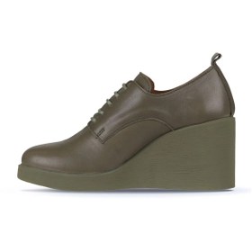 Resim Bueno Shoes Haki Deri Kadın Dolgu Topuklu Ayakkabı 01wz8300 