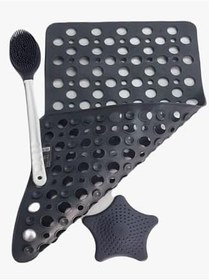Resim Seahome 3'lü Set Banyo Ve Duş Kaydırmaz Çift Taraflı Banyo Duş Vücut Fırçası ve Yıldız Küvet Süzgeci ANTRASİT RENK SEA3'LÜBUBBLE 