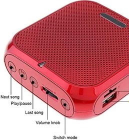 Resim Kablolu Mikrofonlu Kulaklıklı Ve Kemerli Taşınabilir Şarj Edilebilir Mini Ses Amplifikatörü, Öğretmenler Için Öğretmenler Için Kişisel Ses Amplifikatörü, Sunum, Tur Rehberleri, Toplantı(Kırmızı) 