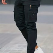 Resim Erkek İş Pantolonu - Esnek Olmayan Formal ve Günlük Pantolon, Profesyonel Casual Kıyafetler için Yapılandırılmış Kesim - İlkbahar/Sonbahar Mevsimi İş ve Günlük Pantolon (Erkek Formal & Casual Pantolon), Sezonluk Moda, Şık Cargo Pantolon, Çok Fonksiyonlu Cepler, Esnemeyen Kumaş, Düz Renk Tasarım 