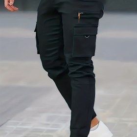 Resim Erkek İş Pantolonu - Esnek Olmayan Formal ve Günlük Pantolon, Profesyonel Casual Kıyafetler için Yapılandırılmış Kesim - İlkbahar/Sonbahar Mevsimi İş ve Günlük Pantolon (Erkek Formal & Casual Pantolon), Sezonluk Moda, Şık Cargo Pantolon, Çok Fonksiyonlu Cepler, Esnemeyen Kumaş, Düz Renk Tasarım 