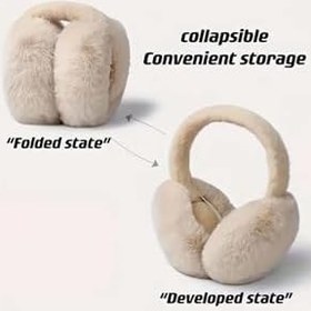 Resim MYZİ STORE KADIN KATLANABİLİR PELUŞ KULAKLIK ISITICI SOĞUKTAN KORUYUCU SOFT KIŞLIK AKSESUAR Vizon Tek Ebat 