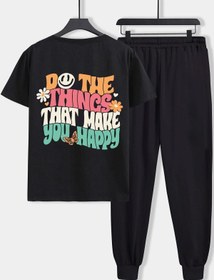 Resim uyguntarz Unisex Do The Things That Make You Happy Baskılı 2'li Eşofman Takımı 