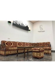 Resim Sultan Sedir Osmanlı Şark Köşesi - 240cm 370cm L Köşe Takımı (2 Sehpa + 2 Puf) - Yerleşim Planını Bildiriniz 