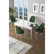 Resim Canisa Concept Canisa Zen Serisi Mdf Açılabilir Beyaz Mutfak Masası Takımı+4 Haki Yeşili Sandalye 