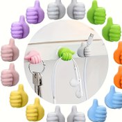 Resim 20 adet Premium Parlatılmış Plastik Başparmak Duvar Kancaları - Kulaklıklar, Veri Kabloları ve Anahtarlar için Renkli Yapışkanlı Kablo Klipsleri - Ofis Düzenlemesi ve Ev Depolama için Mükemmel, Kablo Yönetimi | Başparmak Kancalar | Güvenli Tutuşlu Kancalar 