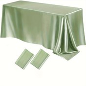 Resim 2'li Lüks Saten Masörtleri, 259.08x147.32 cm Dikdörtgen Polyester Masörtleri, Tek Renk, Makine Dokuma, Noel, Parti, Banketler ve Düğünler için Uyumlu 