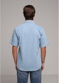 Resim Colin's Colins Regular Fit Klasik Yaka Düz Erkek Light İndigo Denim Kısa Kol Gömlek Cl1081129 Q1.v1 Dn45009 Mavi 