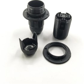 Resim Dekoratif Plastik E-14 Tam Dişli Halkalı Geçmeli Duy Siyah (2 Adet) 