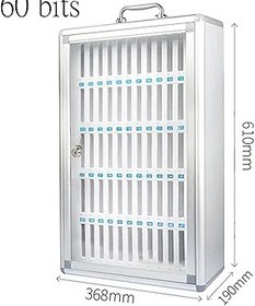 Resim Alüminyum Alaşımlı Cep Telefonu Soyunma Kutusu 60 Yuvalı Okullar ve İşletmeler için Duvara Montaj Organizasyon ve Güvenlik için Telefon Tutucu Kılıf Dolabı. 
