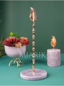 Resim MIARIK DESIGN & DEKORASYON Gri Mermer Yaprak Detaylı Peçetelik Havluluk 