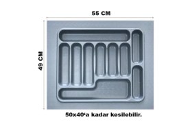 Resim Feyza Design Çekmeceli Gri Kaşıklık 55X49 Cm, 50X40 Cm'e Kadar Ayarlanabilir 
