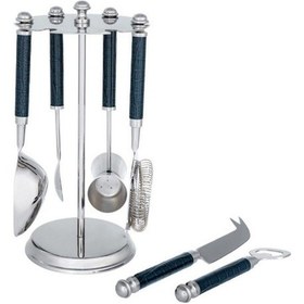 Resim La Medore Blue Croco Leather Bartool Set L 4x14x27 Cm 