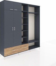 Resim Hyperion Dolap 12 Raflı 2 Çekmeceli 2 Askılı 220x44x243 Antrasit-antrasit/çam Antrasıt/atlas Çam 