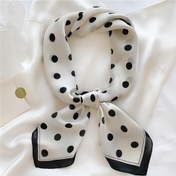 Resim Kadınlar için Fransız Retro Puantiyeli Kare Eşarp - Şık Çok Yönlü Moda Aksesuarı, Yumuşak Dayanıklı Kumaş, Rüzgar Geçirmez Boyun Eşarpi & Saç Bandı, Günlük ve Profesyonel Tarz (Haki/Turuncu Kırmızı/Beyaz/Mavi/Siyah), Pürüzsüz Dokulu Kumaş 