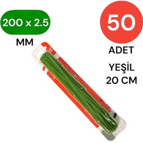 Resim Tek-iş Plastik Kablo Bağı Klipsi Cırt Kelepçe 200 Mm X 2.5 Mm Yeşil 50 Adet 