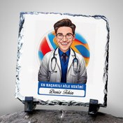 Resim Karikatürlü En Başarılı Erkek Aile Hekimi Dekoratif Taş 