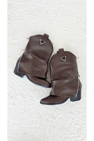 Resim Melinta Shoes Melinta Kadın Kovboy Silver Çizme Kahverengi Deri M0053 