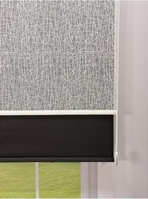 Resim donatti perde OLYMPOS Serisi - Kırçıl Desenli Çift Mekanizmalı Beyaz Tül Siyah Stor Perde 120 x 200 