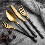 Resim Aryıldız Soho Prestige Gold 24 Parça 6 Kişilik Siyah Çatal Kaşık Bıçak Takımı 