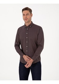 Resim Pierre Cardin Erkek Koyu Kahverengi Gömlek Desenli 50311487-vr084 Koyu Kahverengi 