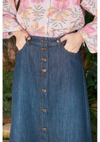 Resim 2079-düğmeli Kot Etek Koyu Mavi Koyu Mavi 