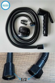 Resim BULİTRA Su Armatürleri Taharetmatik Seti Siyah Renk Plastik /spiral Ve Taharet Tabancası Wc Matik Hortumu 