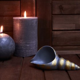 Resim Objevi Dekoratif İstiridye Mumluk - Gri / Sarı 