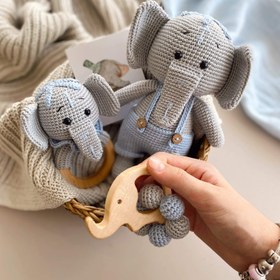 Resim Amigurumi Sevimli Fil Bebek Seti - Diş Kaşıyıcı 