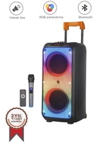 Resim Torima NDR-1095 RGB Bluetooth Mikrofonlu Siyah Taşınabilir Büyük Boy Parti Hoparlör Torima