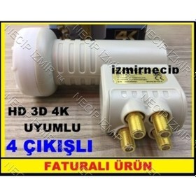 Resim 4 Lü Dört Çıkışlı Gold Uçlu 3D 4K 4Lü Full Hd Çanak Uydu Lnb Lnb 