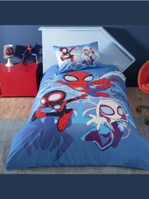 Resim Taç Lisanslı Dh Spidey And Friends Pamuk Tek Kişilik Nevresim Takımı Mavi 