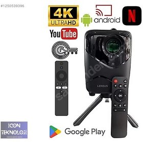 Resim ULTRA HD ANDROİD TV ÖZELLİKLİ PROJEKTÖR TRİPODLU 