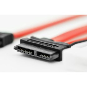 Resim ednet ED-84143 ednet SATA Bağlantı Kablosu, SATA 13 pin erkek konnektör &lt;-&gt; SATA 7 pin L tip erkek konnnektör + Güç 4 pin erkek konnektör, zırhsız, AWG 26, 0.5 metre 