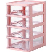 Resim Ganzhoushop Küçük Masa Düzenleyici İstiflenebilir Masaüstü Depolama Şeffaf Masaüstü Depolama Çekmeceleri Makyaj Düzenleyicileri Plastik Saklama Kutusu Pembe 