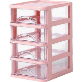 Resim Ganzhoushop Küçük Masa Düzenleyici İstiflenebilir Masaüstü Depolama Şeffaf Masaüstü Depolama Çekmeceleri Makyaj Düzenleyicileri Plastik Saklama Kutusu Pembe 