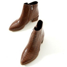 Resim Laura Sivri Burun Desen Detaylı Topuklu Bot Kahverengi 