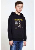 Resim 2Pac Seven 7 Baskılı Unisex Çocuk Kapüşonlu Siyah Sweatshirt 