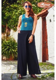 Resim Los Banditos Fermuar Detaylı Cepli Kadın Yüksek Bel Pantolon Siyah 