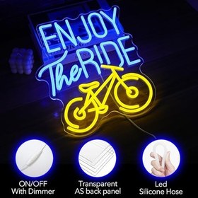 Resim Enjoy The Ride Neon Tabela, Spor Salonu İşareti Fitness Neon Işık, Motivasyonel Spor Egzersiz Bisikleti İşareti Duvar Dekoru Led İş Tabelaları Zemin Işıkları Duvara Asılan Yaratıcı Neon 