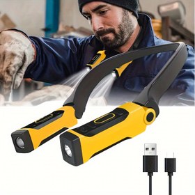 Resim Yzoni LED Boyun Okuma Lambası - 500mAh Lityum Şarj Edilebilir Pil, Taşınabilir Cilalı Metal Kaplama, Yarı Gömme Montaj, İtme Düğmesi Kontrolü, Plastik Gölge ile Çıkarılabilir Aydınlatma Aparatı, Kamp ve Tamir İşleri için 2 Parlaklık Seviyesi 