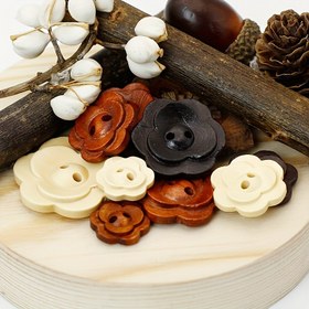 Resim 10 adet Ahşap Çift Katmanlı Üzüm Çiçeği Düğmeleri, 1.5/2.01/2.49 cm, Doğal Ahşap Yüzey Çiçek Düğmeleri, Ceketler, Ceketler, Takımlar, Örgü Giysiler için Mükemmel - Vintage Çok Yönlü Unisex Dikiş Aksesuarları 