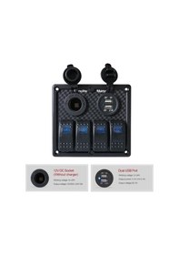 Resim Karavan Otomobil Tekne Çift Usb Araç Şarj Söketi Çakmaklık 4 Adet Aç Kapat Anahtarlı 12-24v 