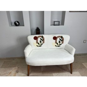 Resim Azra Mobilya Punch İkili Koltuk - Etnik Desen - Nubuk Kumaş - Ahşap Ayak - Punch İşlemeli Sarmaşık 