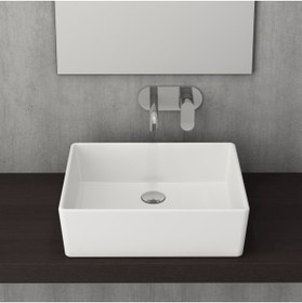 Resim Bocchi Mılano Batarya Banklı Çanak Lavabo 50 Cm - Parlak Burgonya Bordosu 